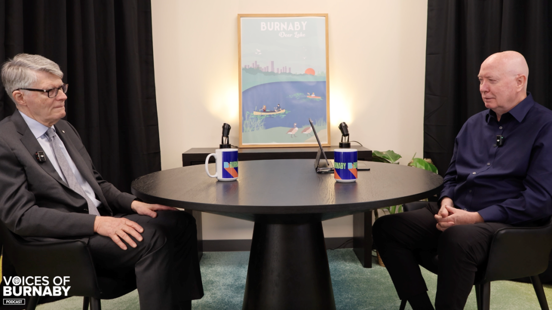 Mayor Hurley sitting down with STEMCELL Technologies CEO Dr. Allen Eaves