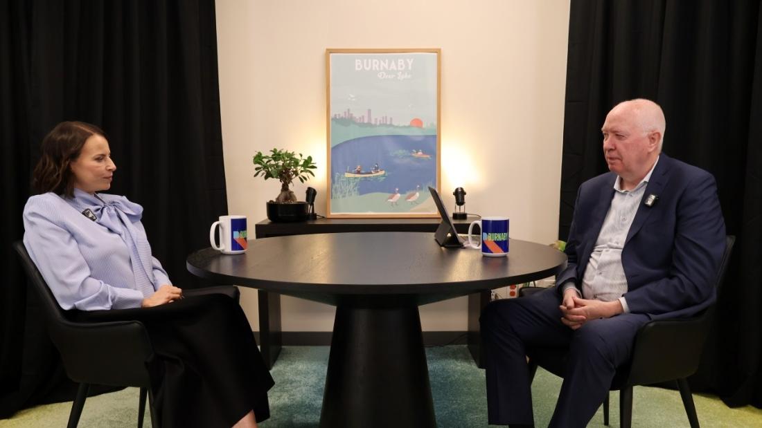 Mayor Hurley sitting down with Cindy Beedie