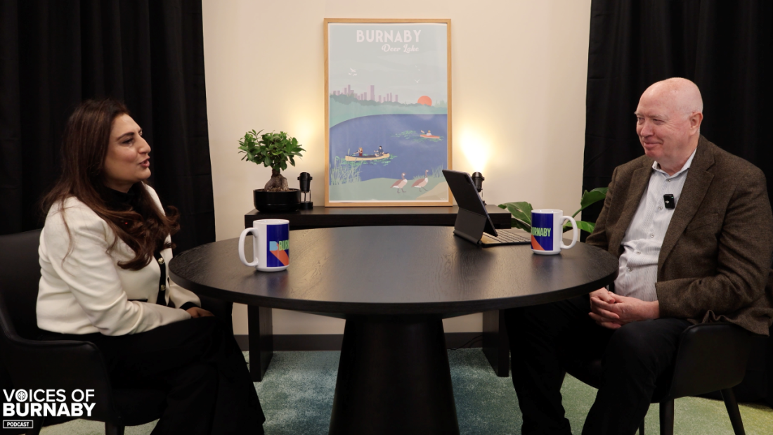 Mayor Hurley sitting down with Dixon Transition Society's Monika Verma